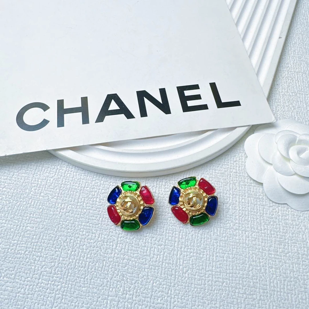 95新 Chanel/香奈儿 柚礼中古/香奈儿珍珠马赛克双c耳夹cq407026