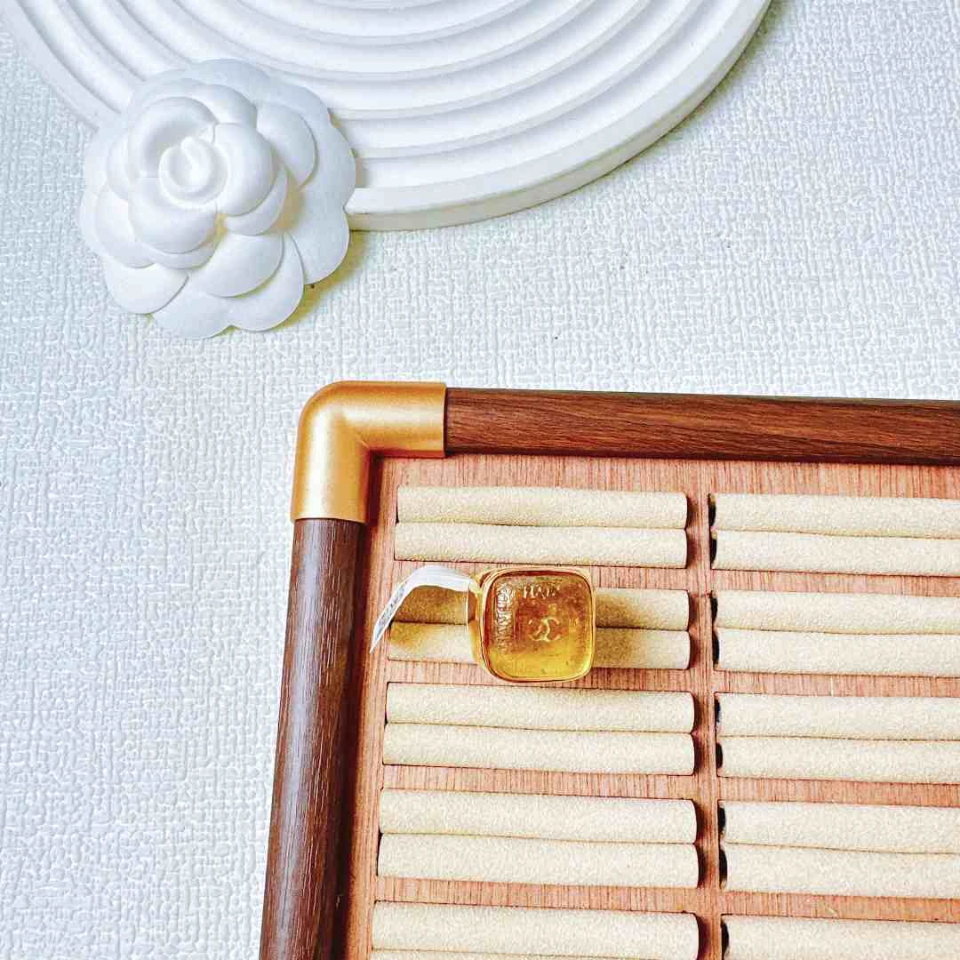 95新 Chanel/香奈儿 柚礼中古/香奈儿焦糖色印章戒指LZ406466