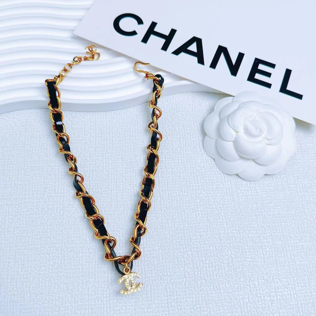 95新 Chanel/香奈儿 柚礼中古/香奈儿皮穿双C项链LK405248