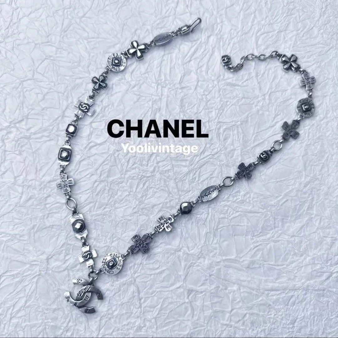 95新 Chanel/香奈儿 柚礼中古/香奈儿康鹏银色项链nxp