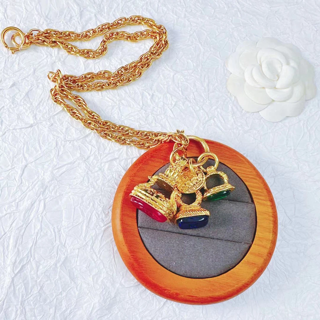 95新 Chanel/香奈儿 柚礼中古/香奈儿素金琉璃印章项链ca403005