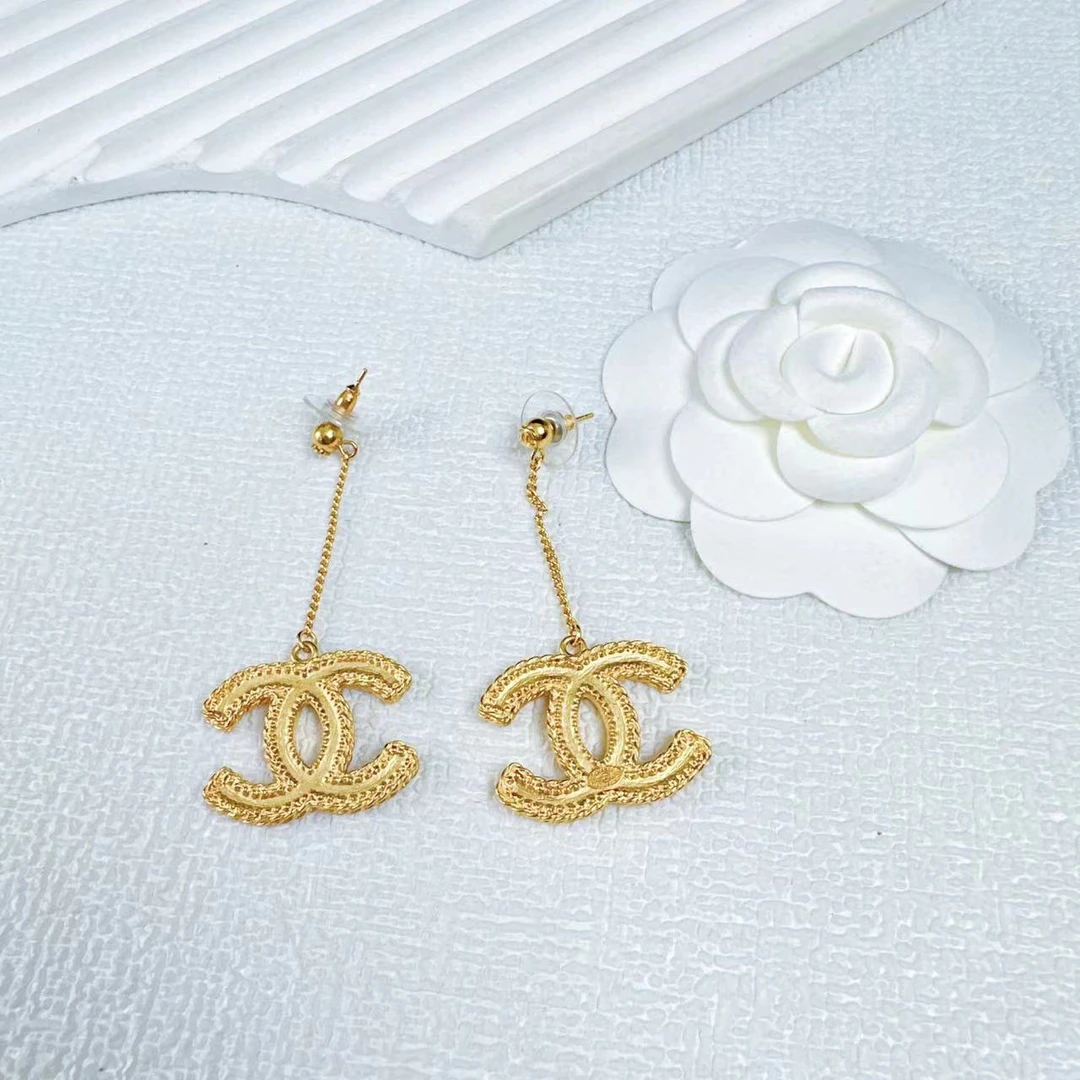 95新 Chanel/香奈儿 柚礼中古/香奈儿素金双c吊坠耳钉LZ501449