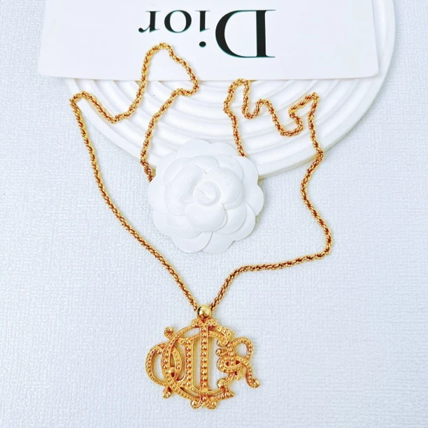 95新 DIOR/迪奥 柚礼中古迪奥南瓜马车素金项链LZ409651,LZ409105