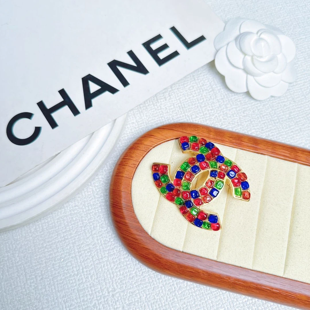 95新 Chanel/香奈儿 柚礼中古/香奈儿马赛克双c胸针LZ411421