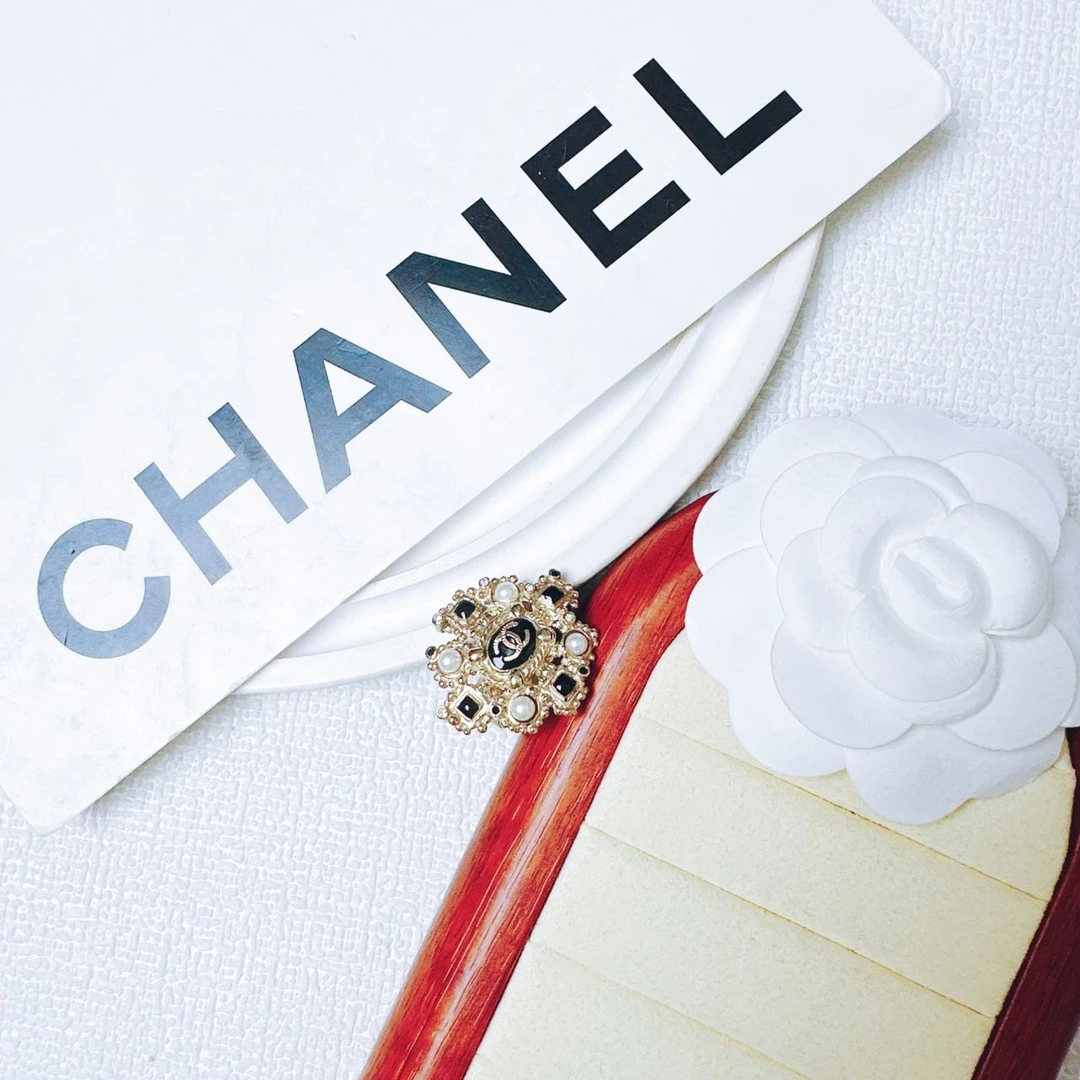 95新 Chanel/香奈儿 柚礼中古/香奈儿黑白双C戒指lz410936XP