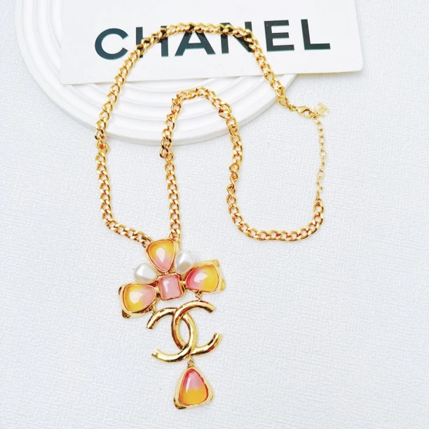 95新 Chanel/香奈儿 柚礼中古/香奈儿渐变琉璃素金项链nxp