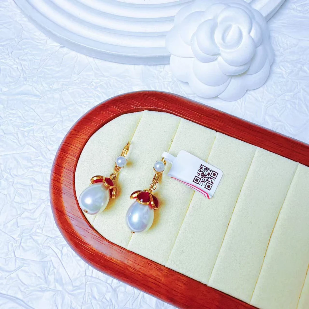 95新  柚礼中古/FM白珠耳钩LZ408945