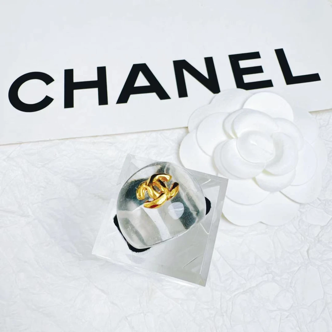 95新 Chanel/香奈儿 柚礼中古/香奈儿透明双C戒指nxp