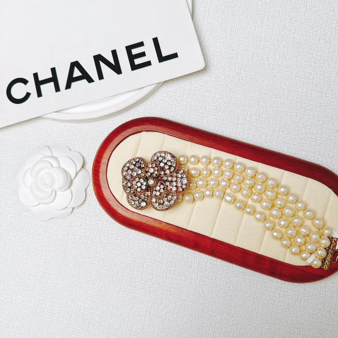 95新 Chanel/香奈儿 柚礼中古/香奈儿山茶花珍珠手链LZ411125