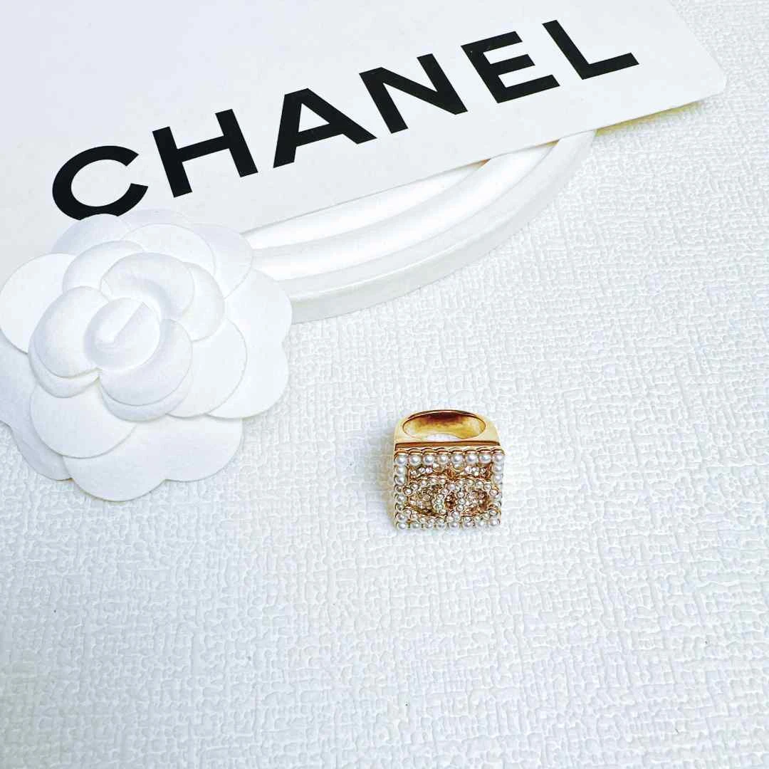 95新 Chanel/香奈儿 柚礼中古/香奈儿方形珍珠戒指LZ411389