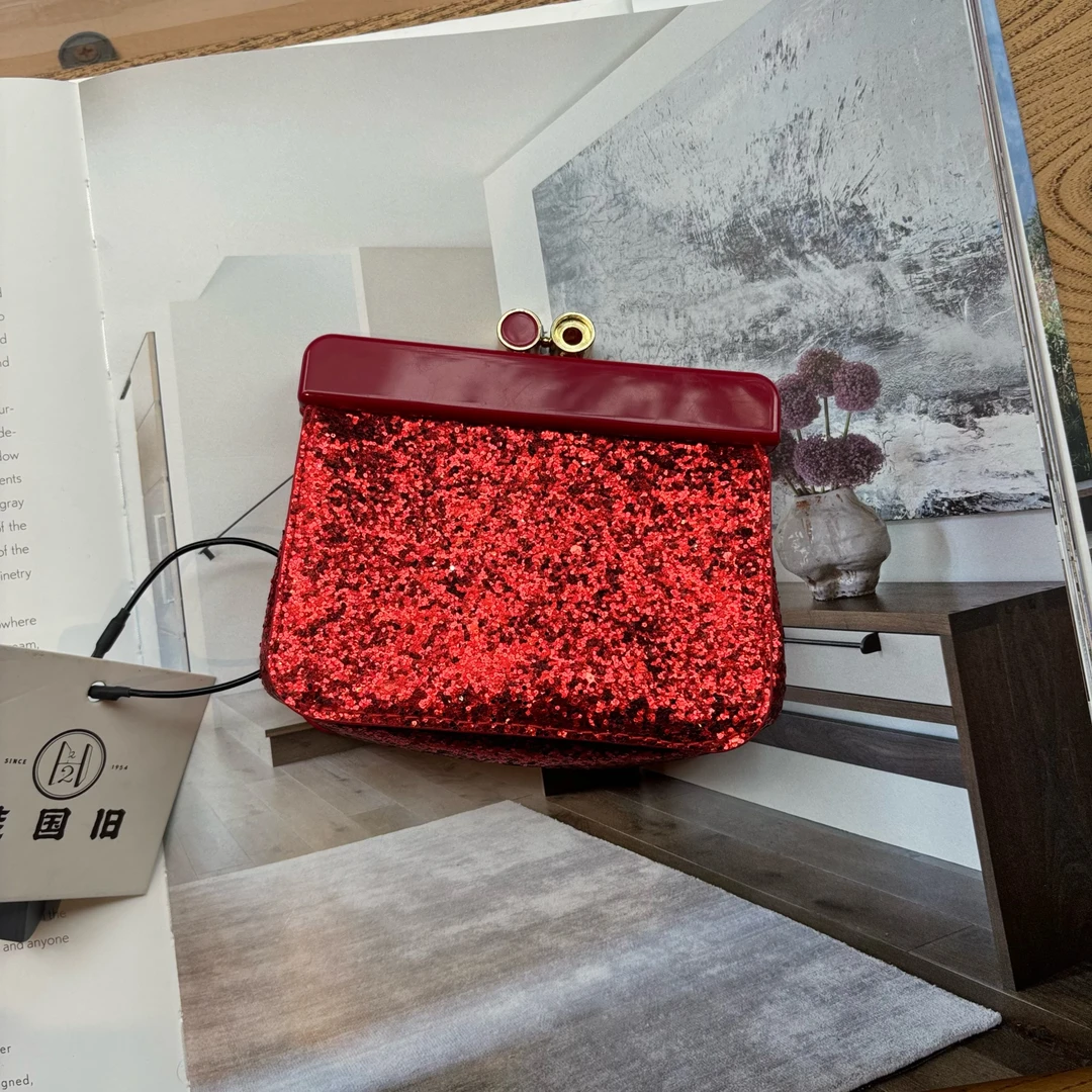 95新 MIU MIU/缪缪 红色亮片零钱包卡包/H0006470