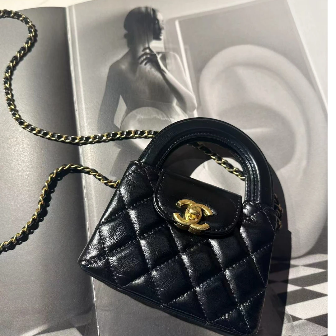 95新 Chanel/香奈儿 黑金Kelly mini /H0009615