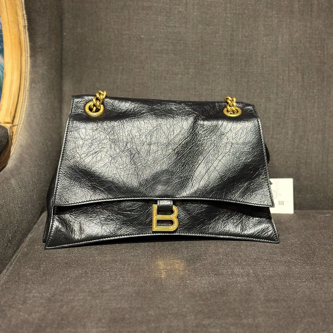 95新 Balenciaga/巴黎世家  黑金Crush中号单肩包/H0005105