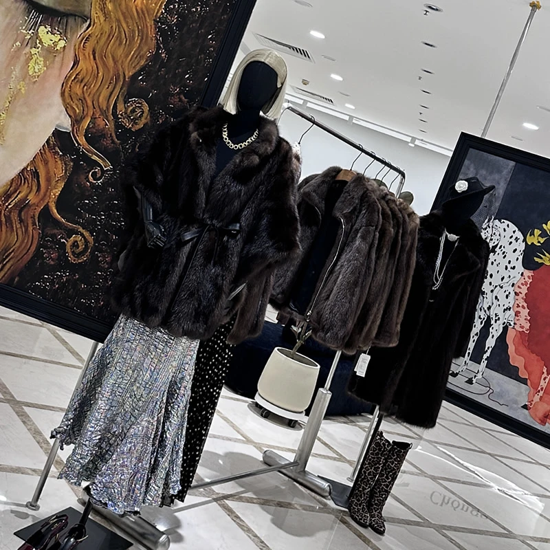 chónge俄罗斯紫貂皮草女款秋冬外套