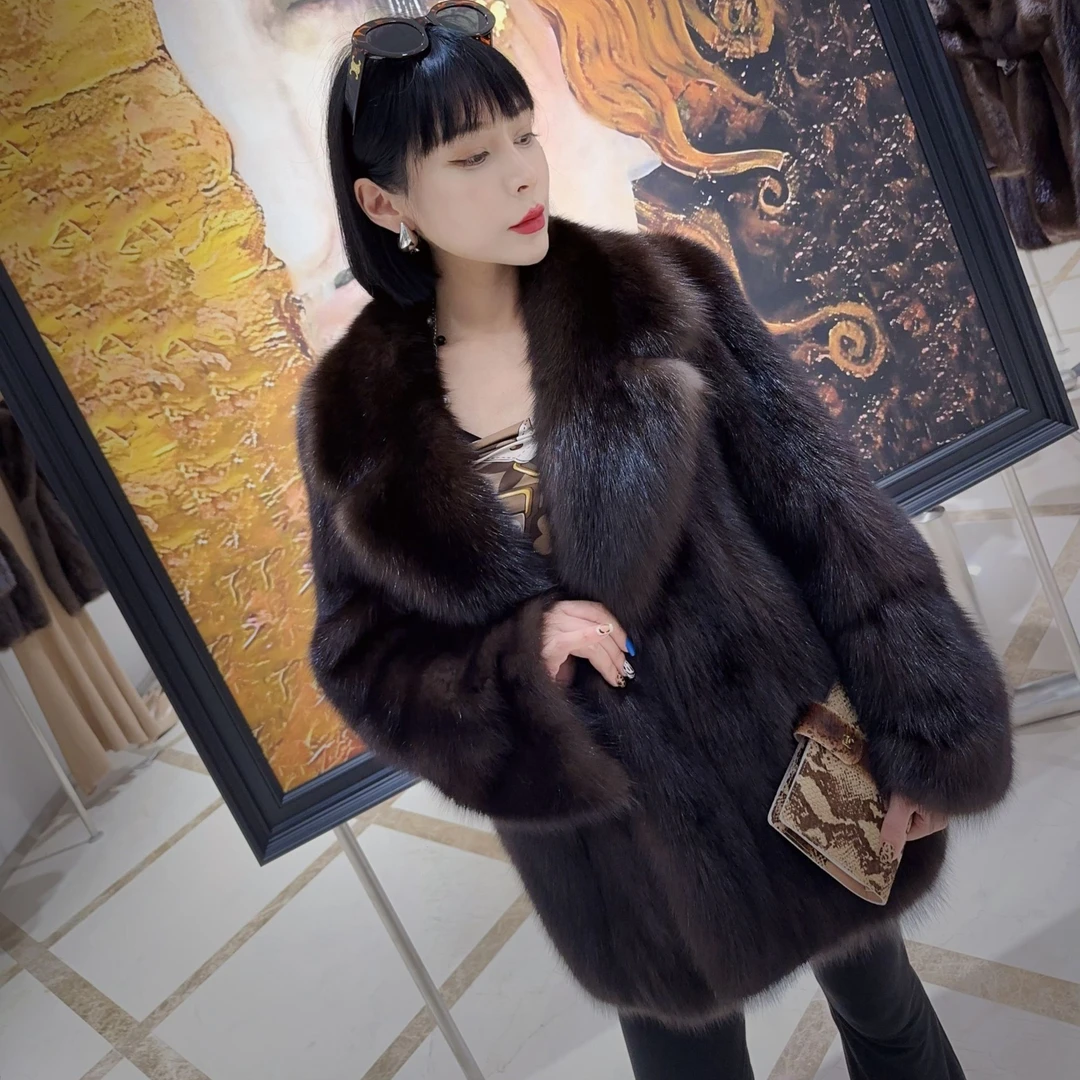 Chónge俄罗斯紫貂西服领全抽70cm女款秋冬外套