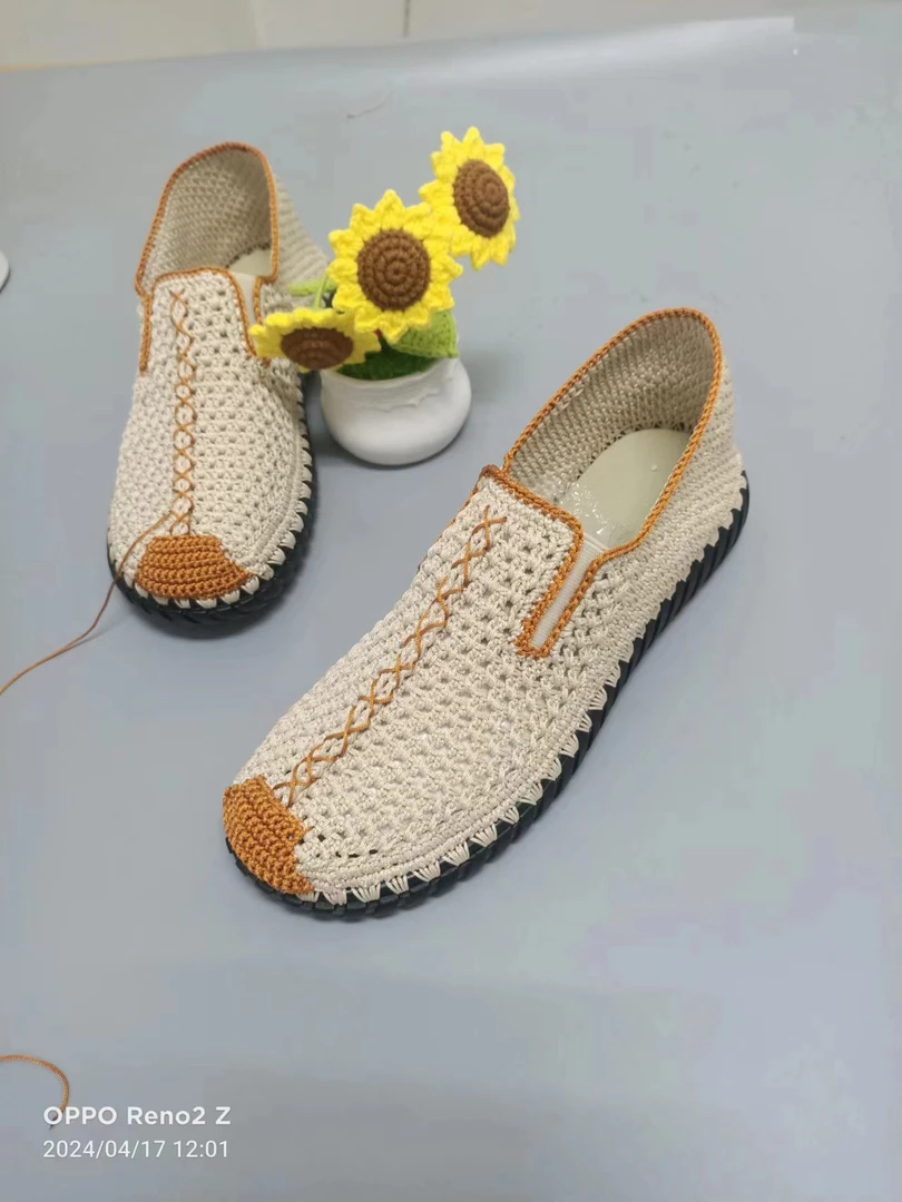 纯手工布鞋松紧口豆豆鞋洞洞鞋成品