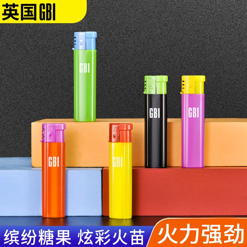 大船GBI一次性打火机红蓝火焰防风普通家用防爆塑料电子男士火机