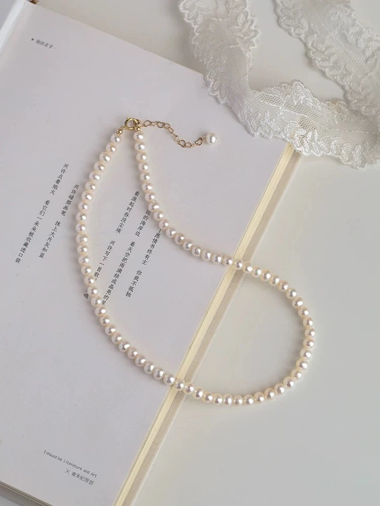 非金属仿珍珠项链 仿珍珠项链轻奢小众法式复古锁骨链