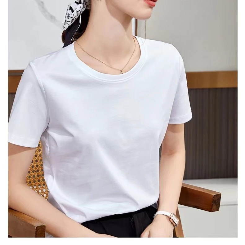 新款 80支双面丝光棉新疆长绒棉  t恤女短袖  夏季L705 706