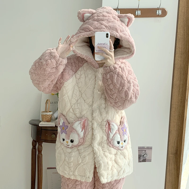 运补『大头玲娜贝儿』省服夹棉冬季珊瑚绒加绒加厚保暖少女家居服