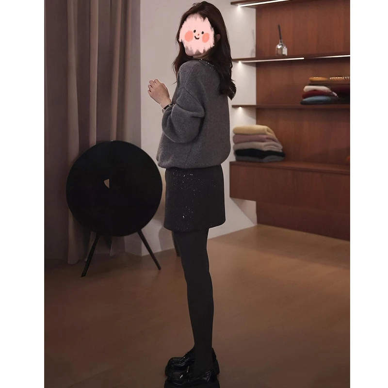 时尚洋气减龄宽松镂空马海毛毛衣女秋季休闲慵懒温柔长袖针织开衫