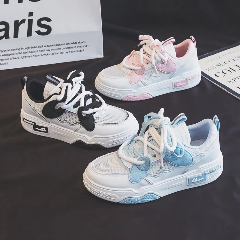 Warrior/回力女鞋2024夏季新款小白鞋百搭小众增高板鞋厚底鞋子女