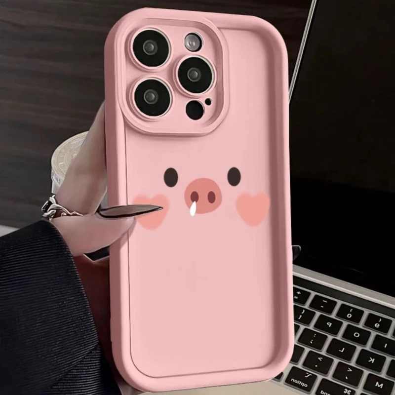 小猪表情苹果15手机壳iphone14promax硅胶13pro网红12高级11全包X