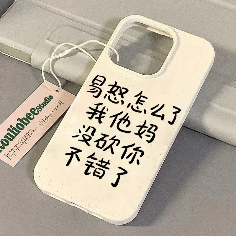 易怒文字iPhone14小麦软壳15/11/12/13promax简约苹果xs xr手机壳