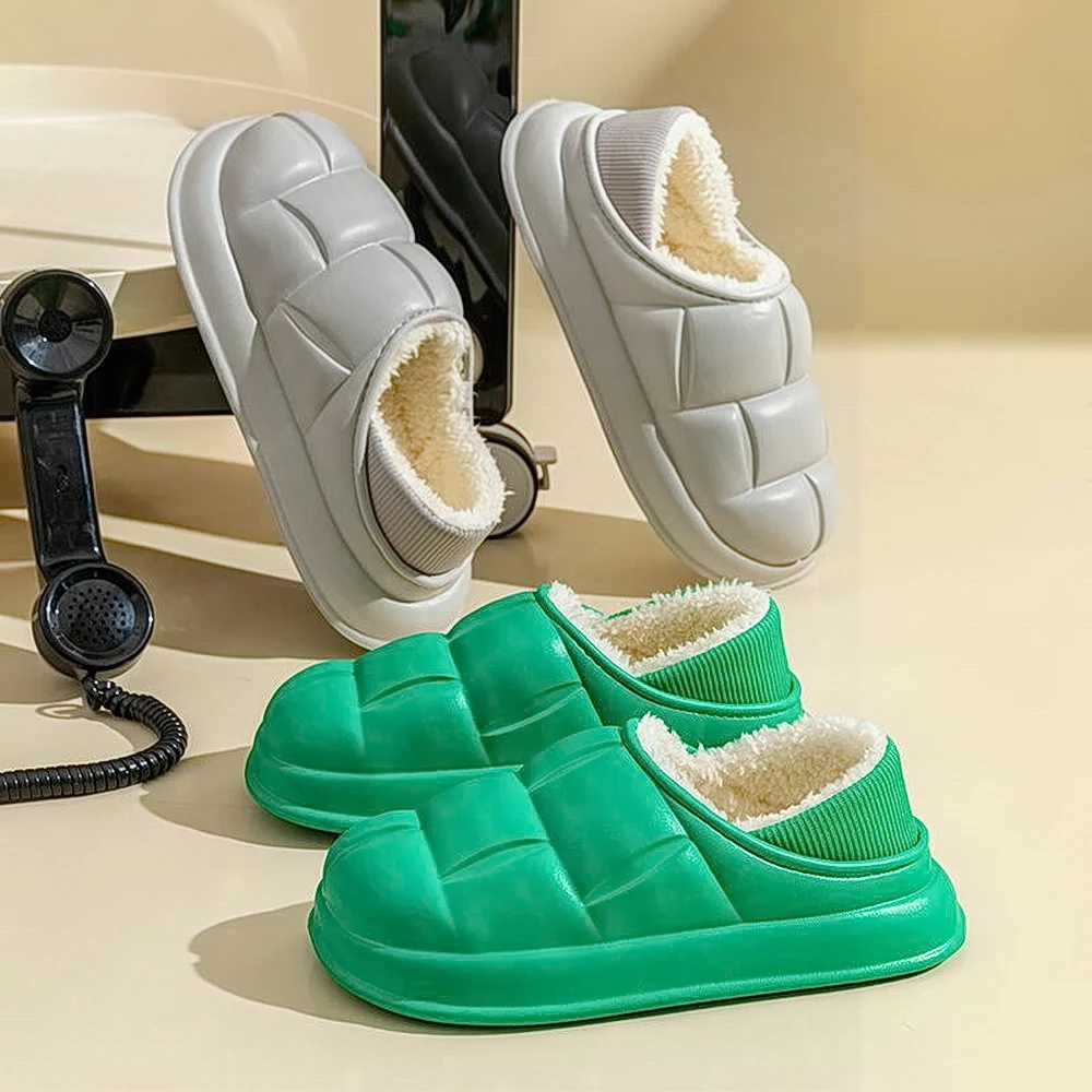 外穿保暖防滑居家包跟毛拖加绒加厚新款情侣毛绒月子毛拖秋冬季