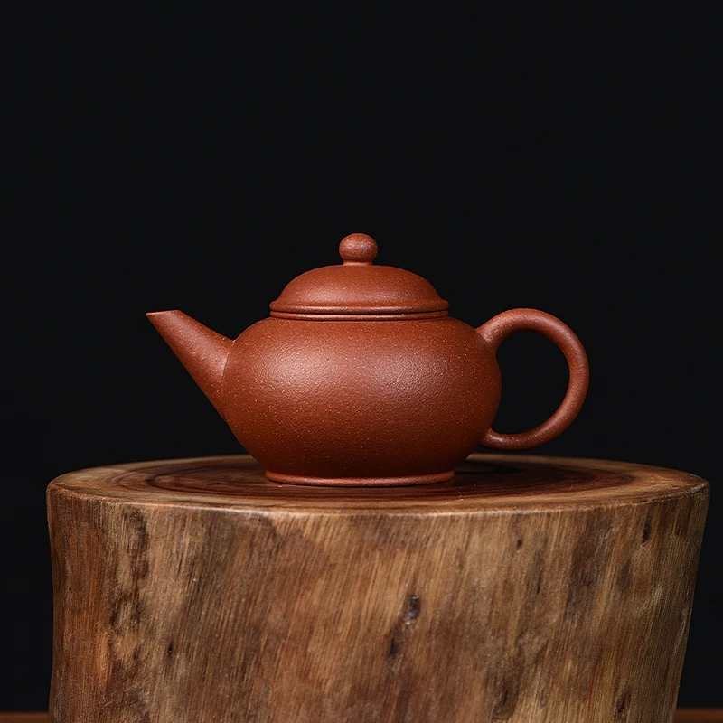 水平紫砂壶 红降坡泥料 半手制 小容量单人实用器家用水平壶圆壶