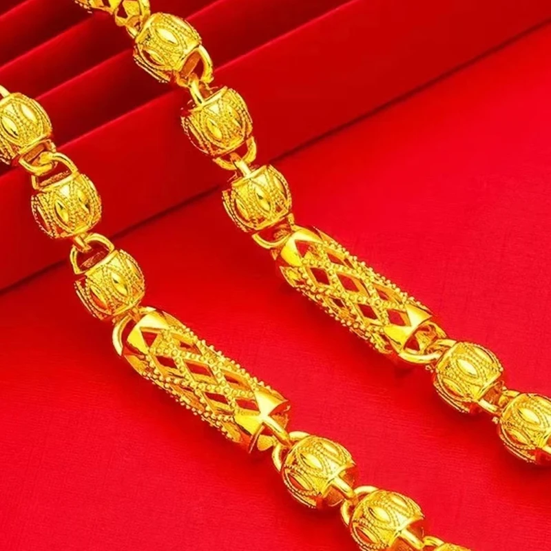 合金项链 2024 新款【镂空竹节项链】百搭时尚金色空心霸气精美气质