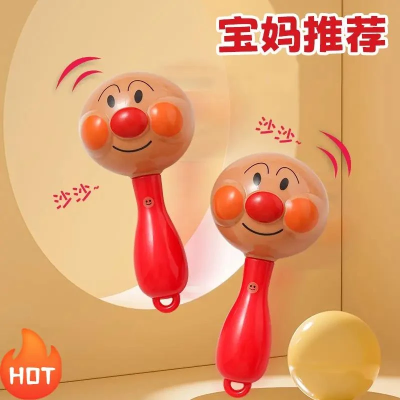 0-6月新生婴幼儿手抓握训练玩具小宝宝卡通面包超人摇铃安抚沙锤