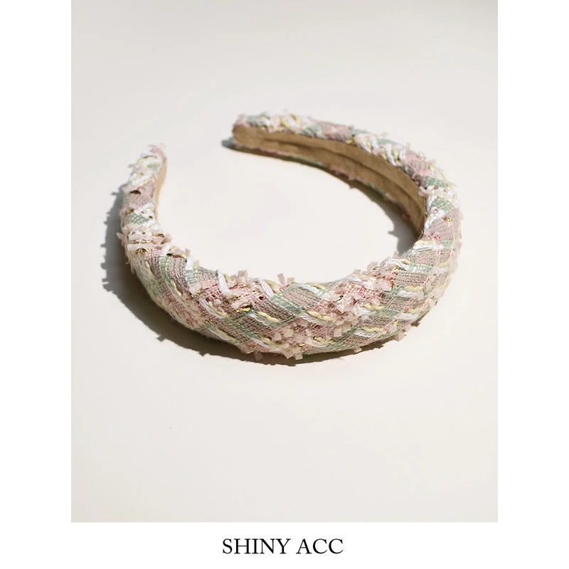 SHINY 小香风格纹发箍压发头饰淑女海绵高颅顶头箍元气少女发饰品