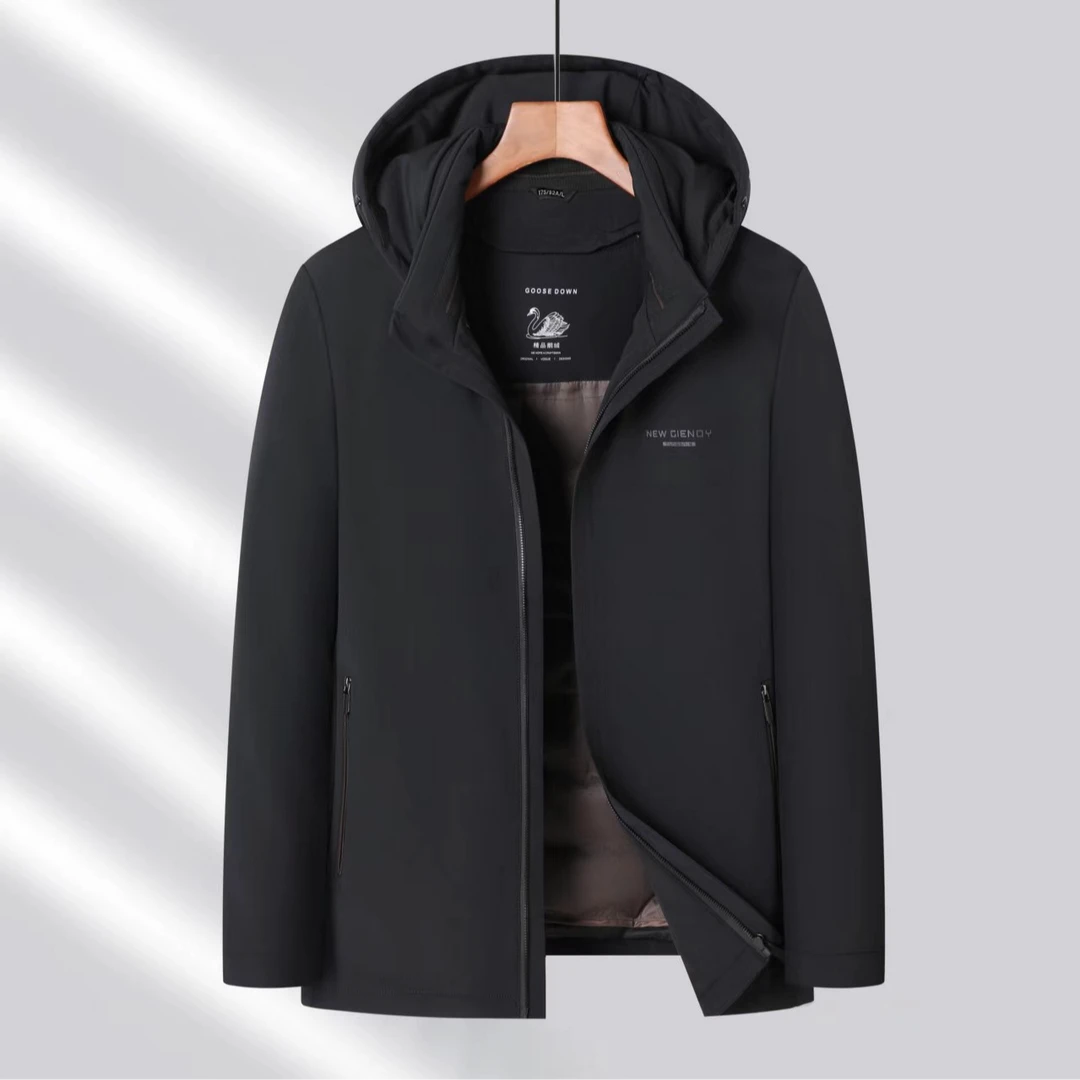 冬季新款 男士连帽可脱卸帽活里活面商务休闲保暖鹅绒服