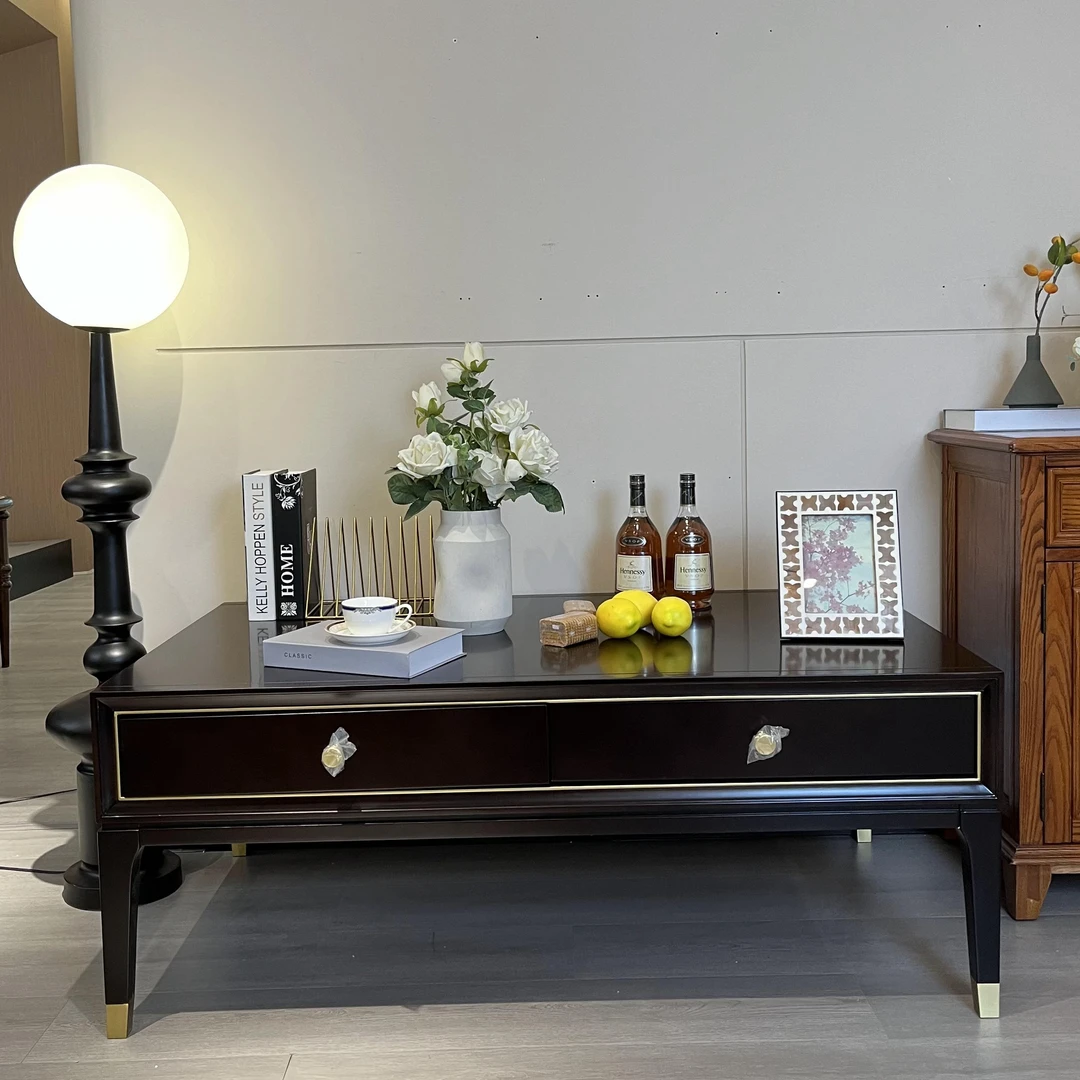 客厅实木茶几美式复古轻奢