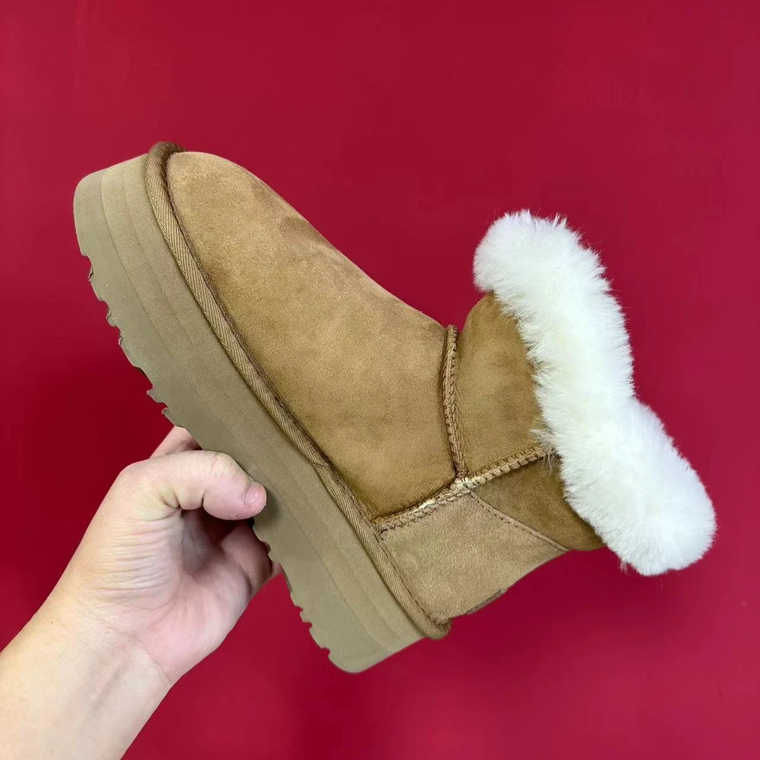 牛角扣厚底雪地靴/短筒雪地靴/冬季/保暖/休闲百搭女款秋冬雪地靴