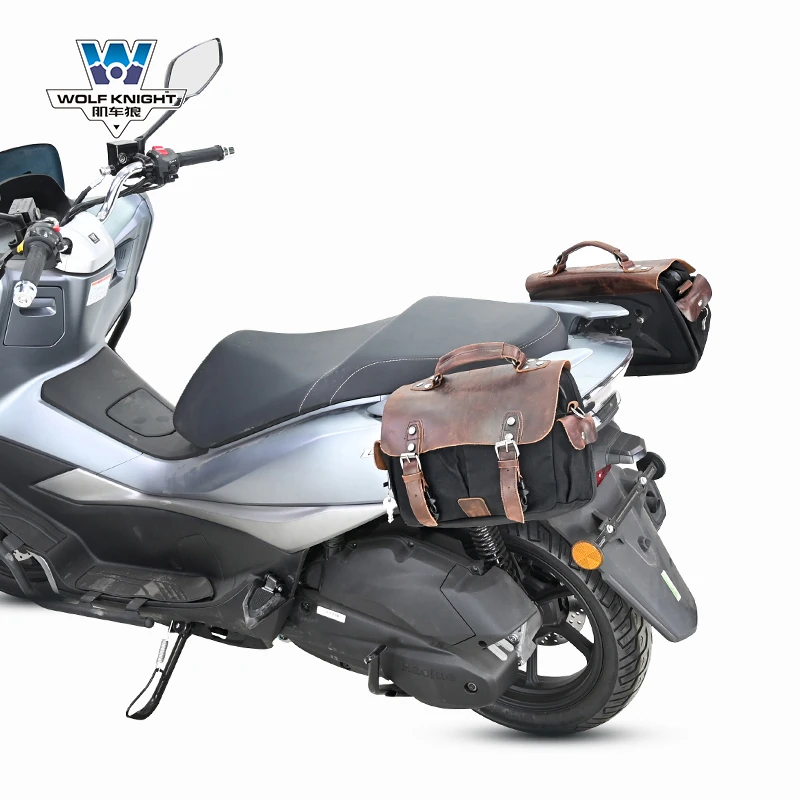 肌车狼适用豪爵UHR150装帆布包边包商务电脑包公文包带快拆架专用