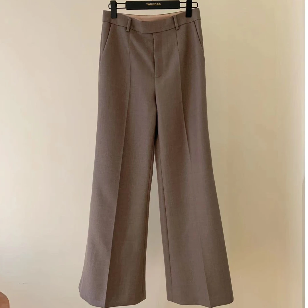 YIWEN STUDIO设计师原创高腰直筒长裤显瘦气质简约时尚秋冬百搭