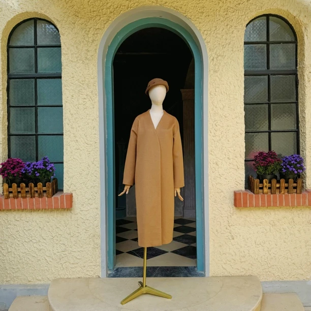 YIWEN CAO设计师原创意大利进口骆驼绒长款大衣