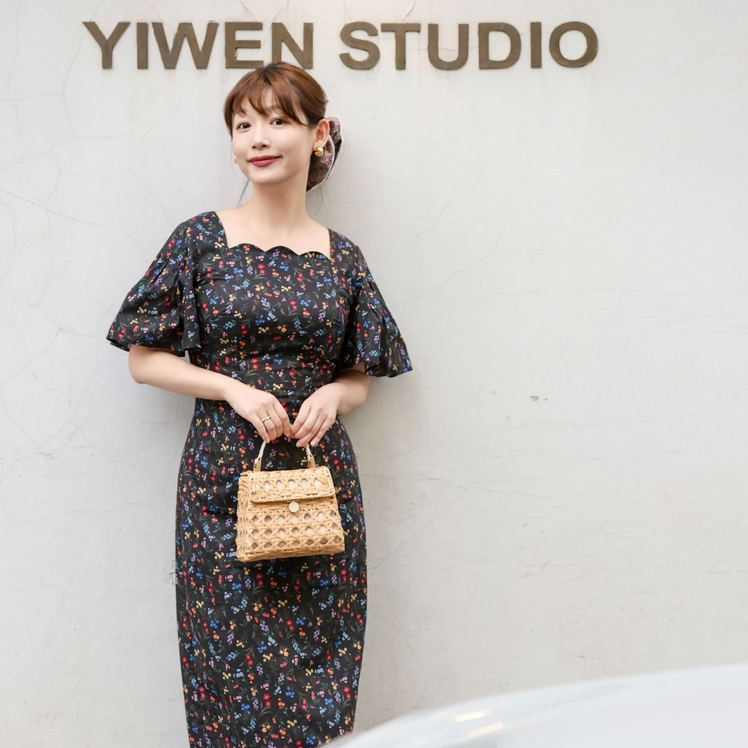 YIWEN STUDIO设计师原创连衣裙英国进口liberty印花棉修身优雅