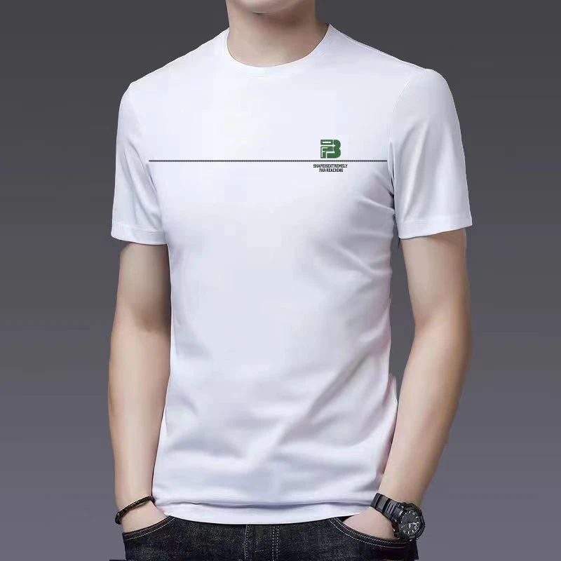 【莱卡冰爽棉】男士圆领短袖T恤柔软透气亲肤休闲潮流百搭【线条F3】