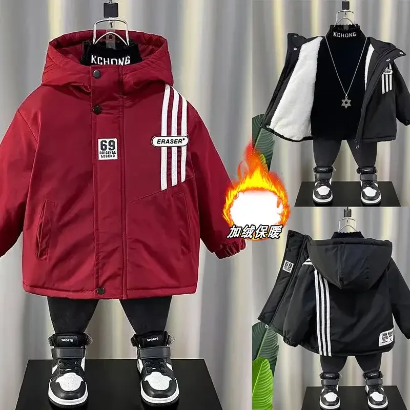【加绒加厚】儿童男童外套秋冬季2024新款棉服派克服冬装