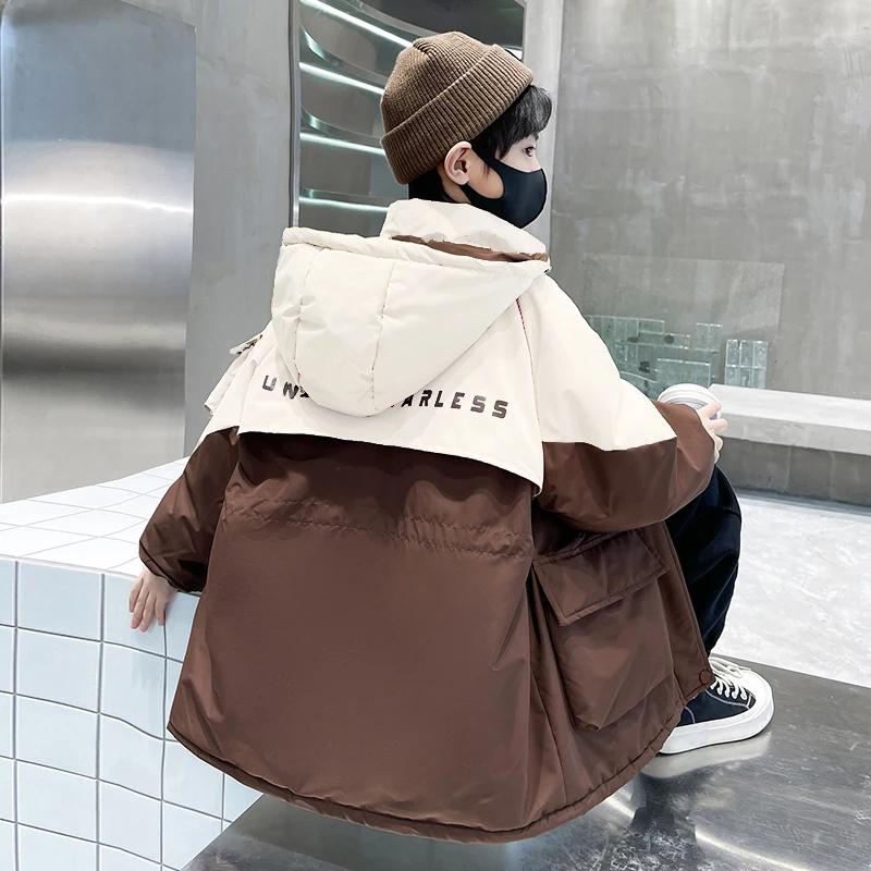 222儿童装男童冬装加绒加厚外套2024新款中大童男孩秋冬款派克服