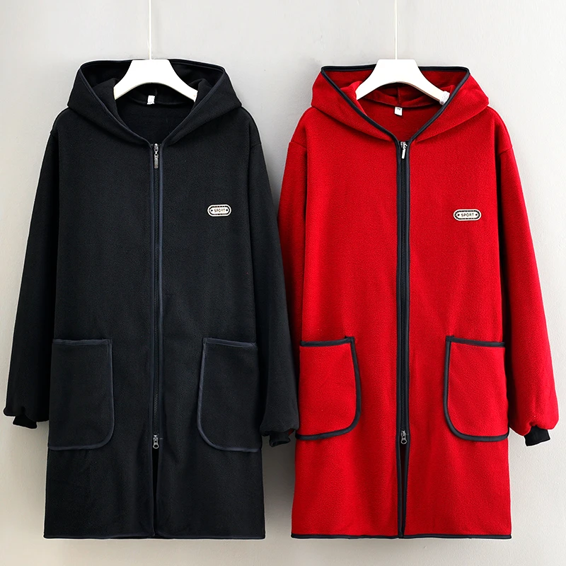 网红爆款摇粒绒正穿衣成人长袖罩衣韩版时尚家用外穿保暖加绒围裙