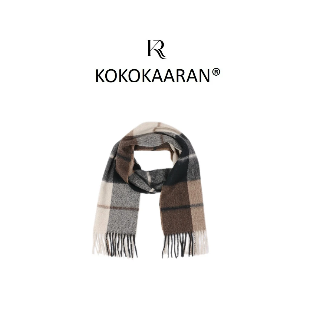 kokokaaran/可可咔伦 100羊毛时尚拼色格纹围脖保暖围巾SH24899