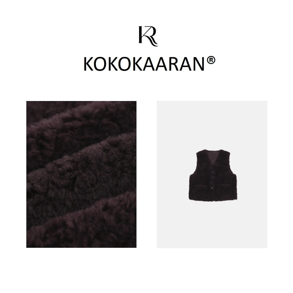 kokokaaran/可可咔伦100%绵羊毛皮毛一体气质百搭马甲外套SH24976