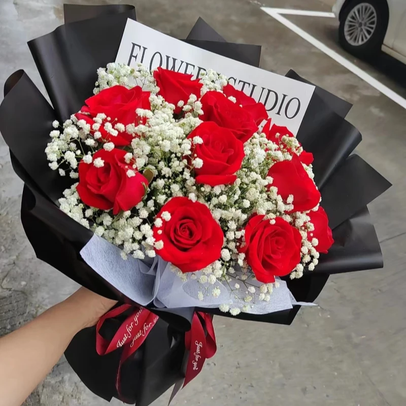 情人节生日礼物11朵红玫瑰香皂花束天然满天星干花表白送女友妈妈