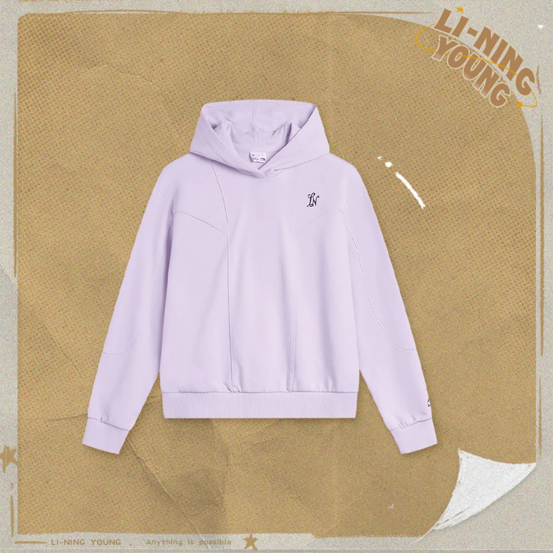 【春季新品】李宁女大童运动生活系列宽松套头连帽卫衣YWDU104