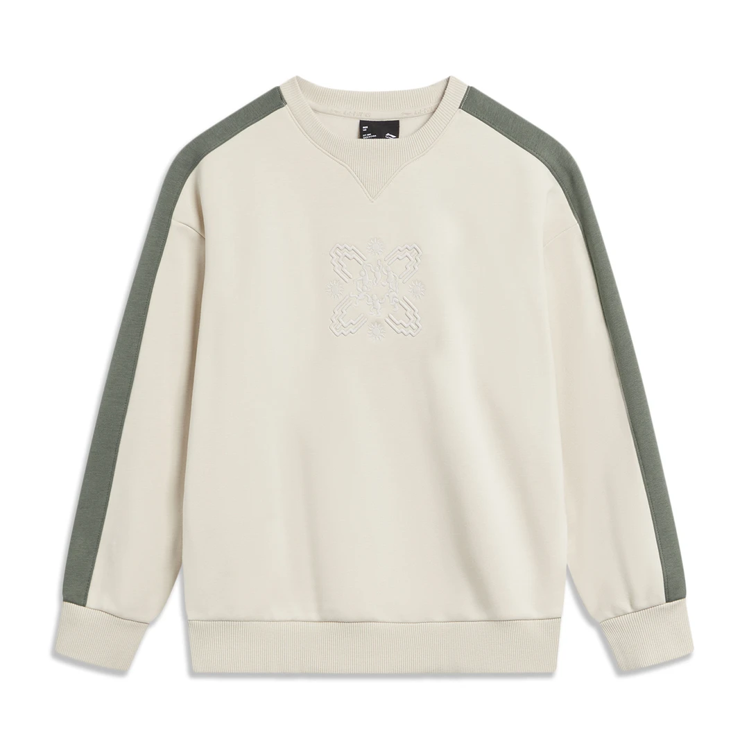 李宁男大童运动生活系列加绒保暖宽松套头卫衣YWDT275