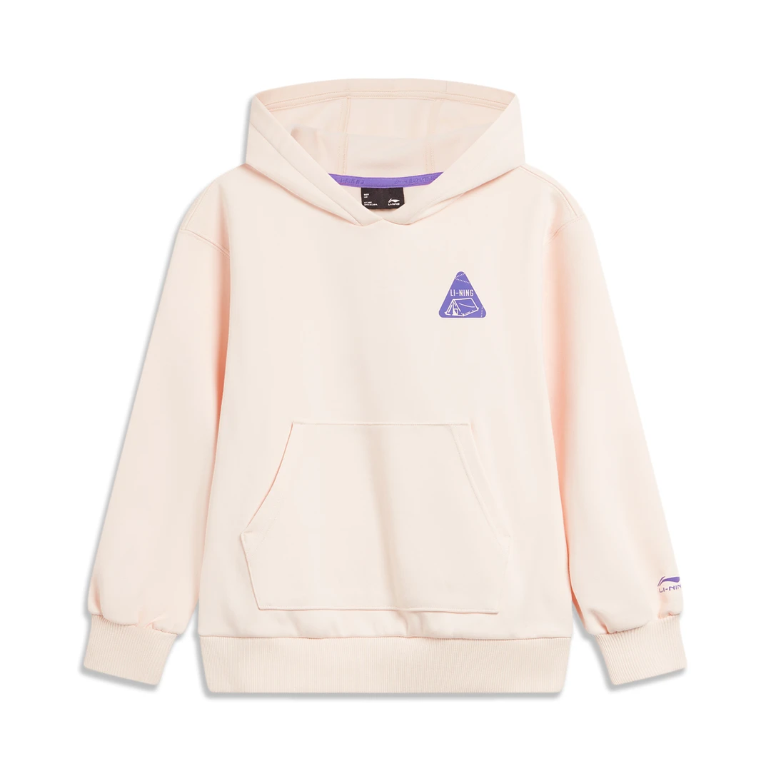 李宁女大童运动生活系列加绒保暖宽松套头连帽卫衣YWDT274